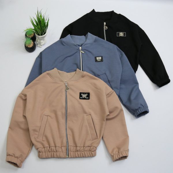 Бомбер для дівчат р.140-158 двунитка 9936 сірий, кавовий, чорний