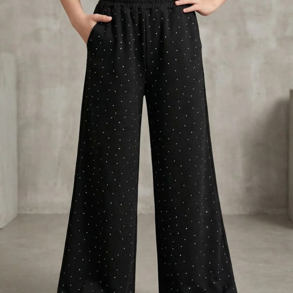 Палаццо  "Стрази" чорні  р.140-158 двонитка 90092