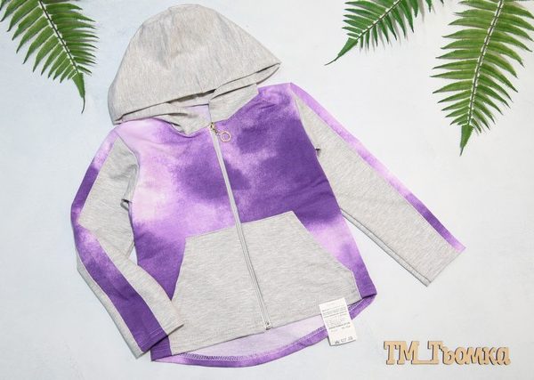 Кофта-парка "Тай-дай" р.92-122 двунитка 1174 малинова, лавандова