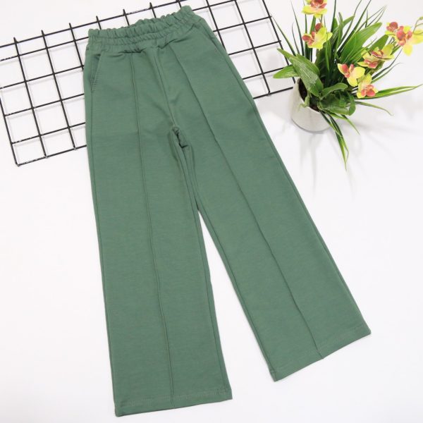 Штани "Палаццо-стріли" оливка р.140-158 2.нитка/пеньє 2067