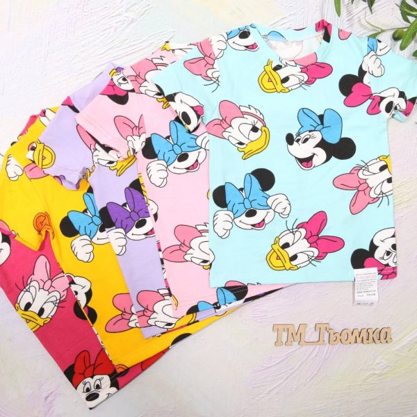 Футболка "Мінні+Понка" р.116-140 кулір/супрем 775 червоний, жовтий, фіолетовий, рожевий, бірюзовий
