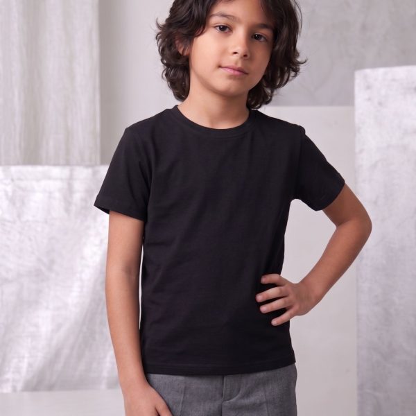 "Футболка чорна, р.116-134 кулір/пеньє 7829"