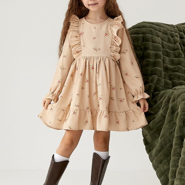 "Плаття ""Квіти"" бежеве р.98-122 вельвет 88426"