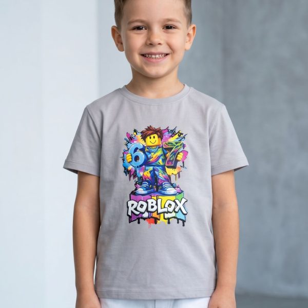 Футболка "Roblox&SixSeven" сіра, р.116-134 кулір/пеньє 90334 сірий