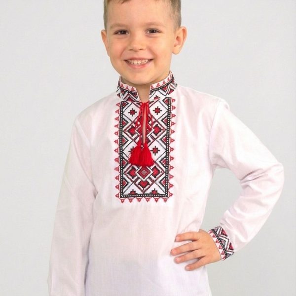 Вишиванка червона р.104-128 паплін 90055