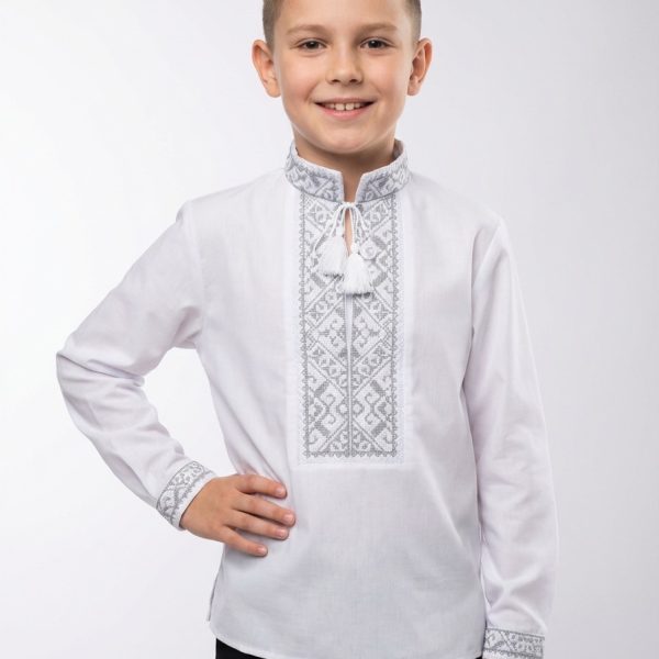 Вишиванка сіра р.6-12 років паплін 90056