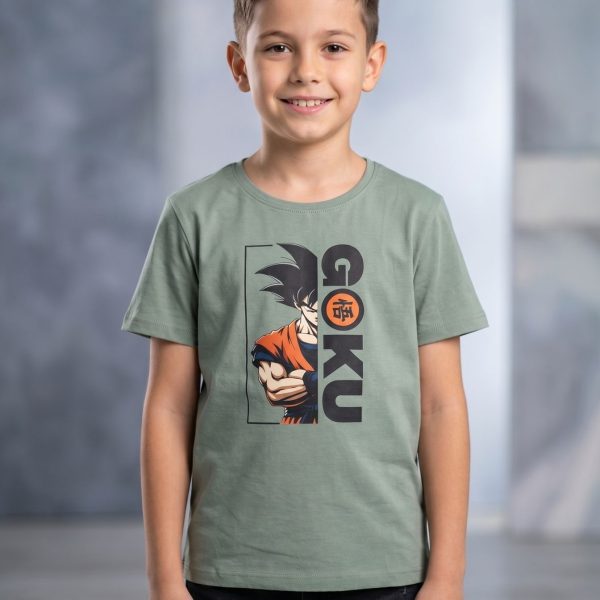 Футболка "Goku" оливка р.140-158 кулір/пеньє 90289